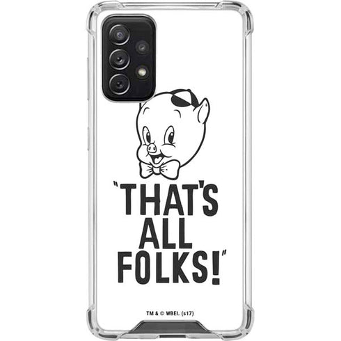 Looney Tunes Porky Thats All Folks Grid Galaxy A72 5G Clear Case